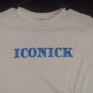 White and metallic blue Iconick t-shirt
